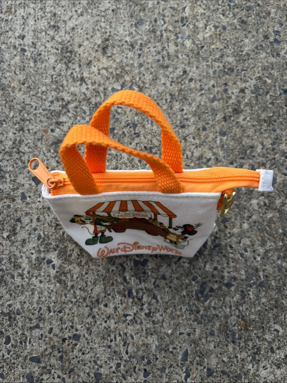 Disney Kids Orange and White Fruit Stand Coin Purse Keychain